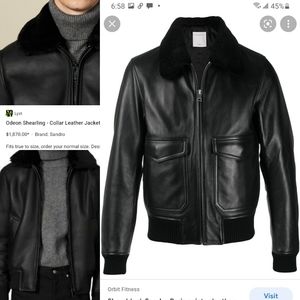 SANDRO PARIS Blk leather Aviator Jkt w/blk shearling collar. Serious offers only